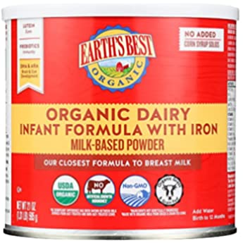 Earth&#39;s Best Organic Dairy Infant Powder Formula with Iron, Omega-3 DHA and Omega-6 ARA, 21 oz